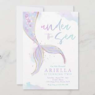Pink Gold Mermaid Birthday Under The Sea Invitation