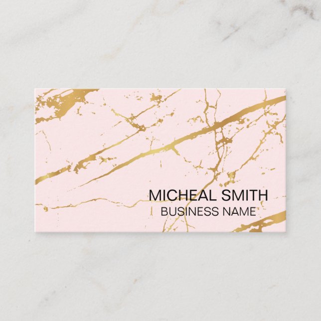 Pink Gold Metallic Marble | Abstract Artistic Business Card (Front)