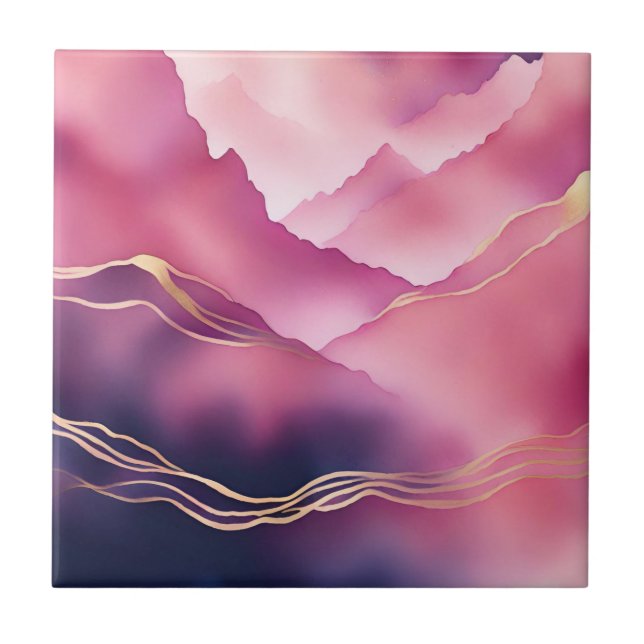 Pink Gold Metallic Marble Stone  Tile (Front)