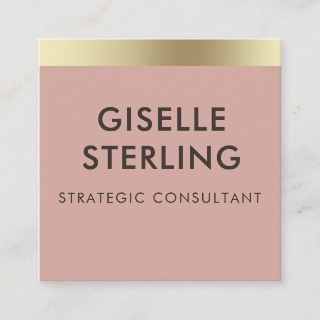 Pink Gold Metallic QR Code Square Business Card (Front)