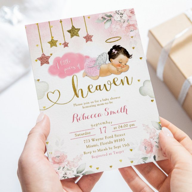 Pink Gold Mexican Baby Angel Baby Shower Invitation (Creator Uploaded)