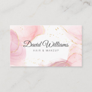 Pink Gold Modern Art Liquid Watercolor Business Ca Card