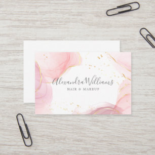 Pink Gold Modern Art Liquid Watercolor Business Ca Card