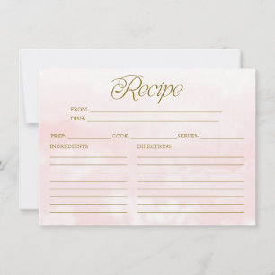 Pink Gold Modern Cloud Bridal Shower Recipe Card