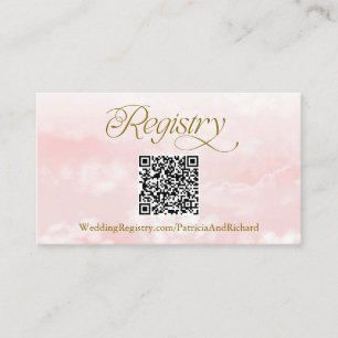 Pink Gold Modern Cloud QR Code Registry Enclosure Card