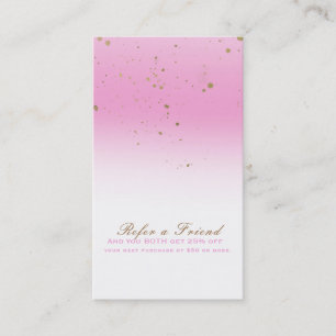 Pink & Gold Modern Glam Chic Refer a Friend Referral Card