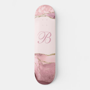 Pink Gold Monogram Agate Skateboard