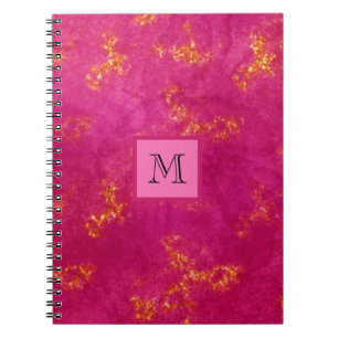 Pink Gold Monogram Girly Pattern Trendy Initial Notebook