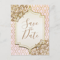 Pink Gold Moroccan Arabian Nights Save the Date