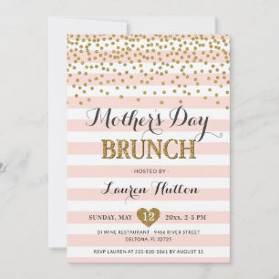 Pink Gold Mother's Day Brunch Elegant Modern Chic Invitation