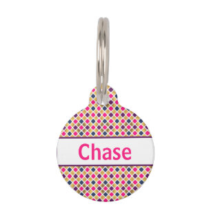 Pink Gold Multicolor Quatrefoil Pattern  Pet Tag