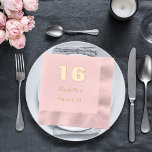 Pink gold name elegant birthday party foil napkins<br><div class="desc">Personalise and add your name,  and age.  Real gold foil text.  Pink background.</div>