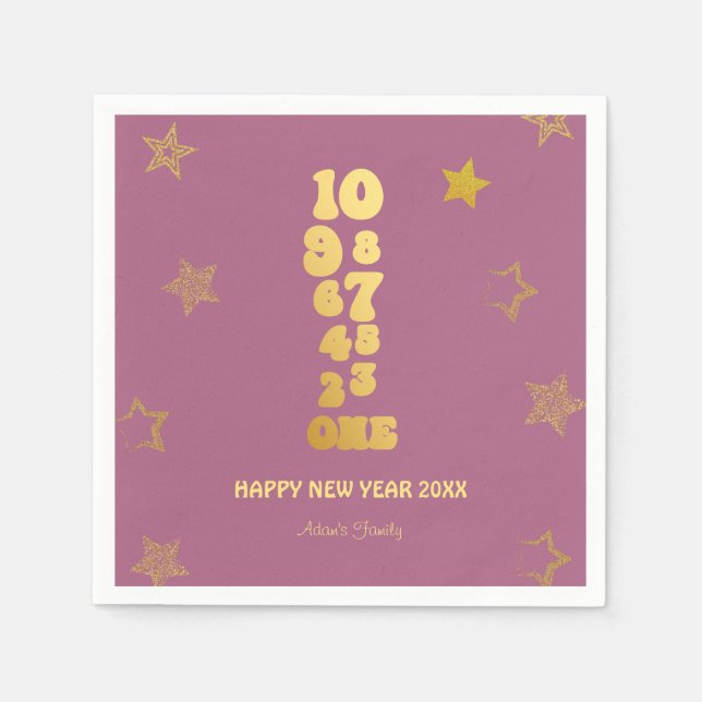 Pink Gold New Years Eve Party  Napkin (Front)