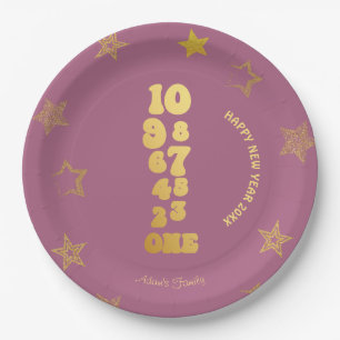 Pink Gold New Years Eve Party  Paper Plate