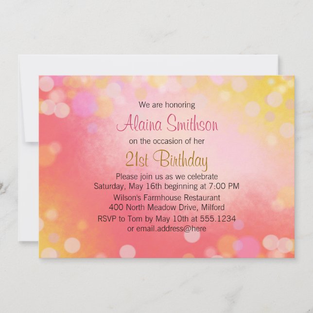 Pink Gold Older Teen Girls Birthday Invitation (Front)