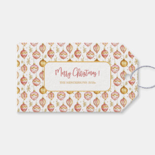 Pink Gold Ornaments Christmas Vintage  Gift Tags