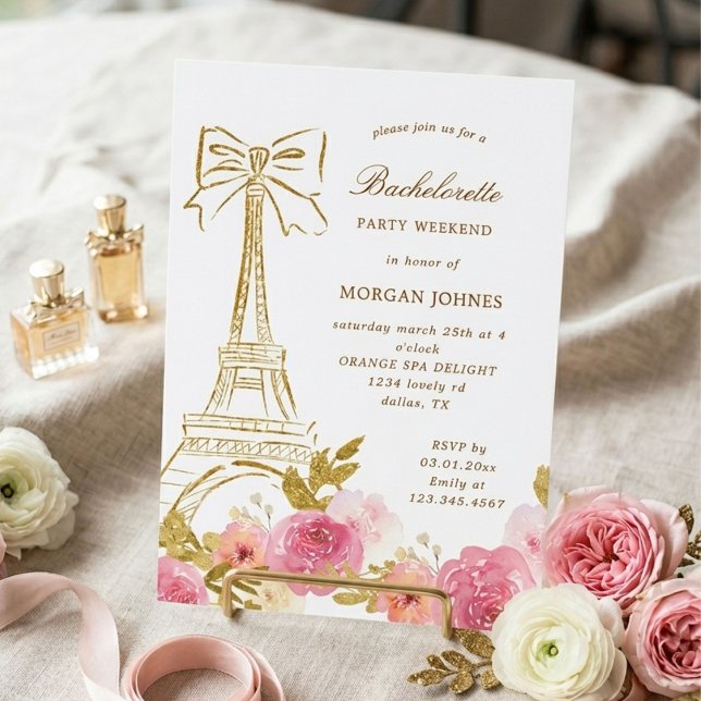 Pink Gold Parisian Chic Bachelorette Party (Creator Uploaded)