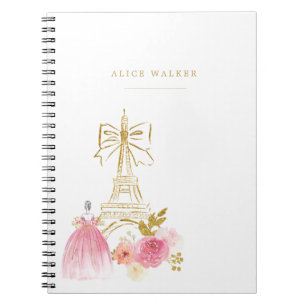 Pink Gold Parisian Chic Monogram Notebook