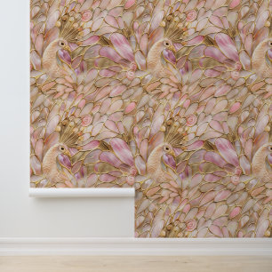 Pink Gold Peacock Wallpaper