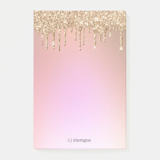 Pink Gold Personalised Post-it Notes (Front)