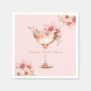 Pink Gold Petals and Prosecco Cocktail Napkin