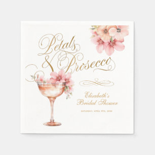Pink Gold Petals and Prosecco Cocktail Napkin