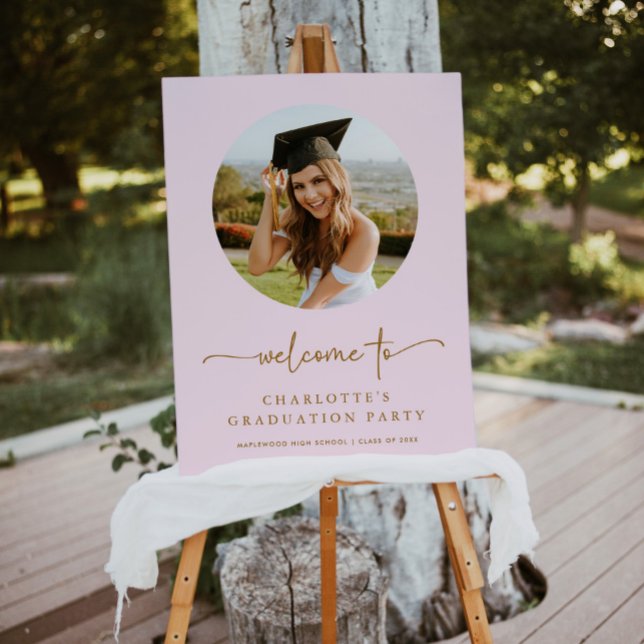 Pink & Gold Photo Graduation Welcome Sign (Creator Uploaded)