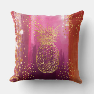 Pink Gold Pineapple Glitter Cushion