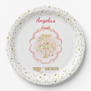 Pink & Gold Pony Vintage-Baby Shower Plates