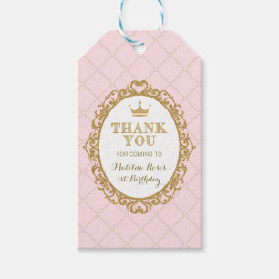 Pink Gold Princess Birthday Party Favour Gift Tag