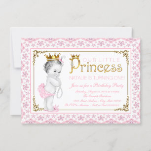 Pink Gold Princess Birthday Party Invitation