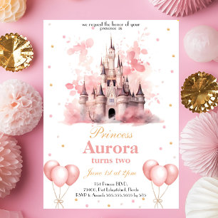Pink Gold Princess Birthday Party Invitation
