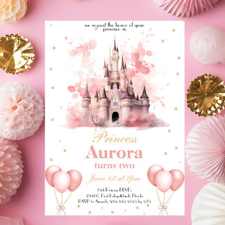 Pink Gold Princess Birthday Party Invitation