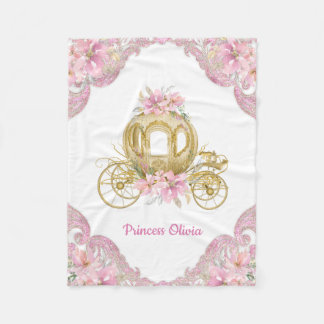 Pink Gold Princess Carriage Baby Blanket