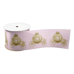Pink Gold Princess Carriage Satin Ribbon