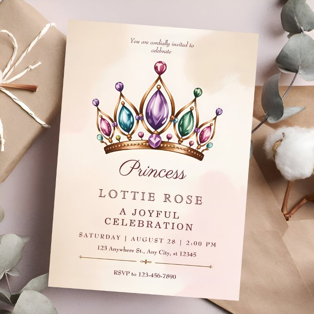 Pink Gold Princess Crown Enchanted Fairytale Invitation (Creator Uploaded)
