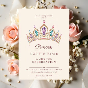 Pink Gold Princess Crown Magical Princess Party Invitation