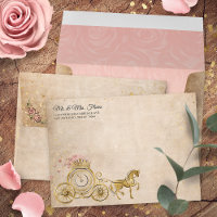Pink Gold Princess Horse Carriage Return Address