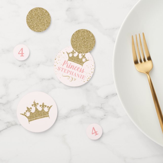 Pink Gold Princess Party Custom Birthday Table Confetti (Group)