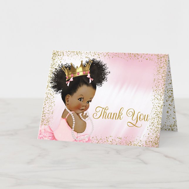 Pink Gold Princess Tutu Baby Shower Thank You Card (Add your message or leave blank for your handwritten message.)