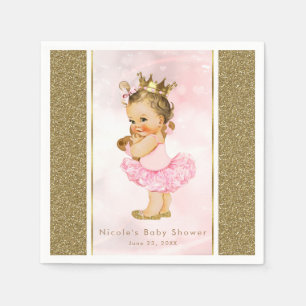 Pink Gold Princess Vintage Baby Girl Shower Party Napkin
