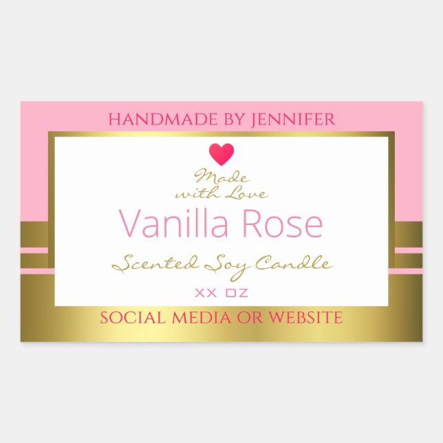 Pink Gold Product Packaging Label Easy Custom Text (Front)