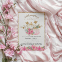 Pink Gold Pumpkin Virtual Baby Shower Invitation