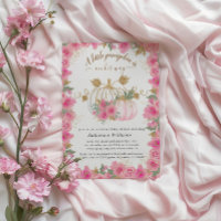 Pink Gold Pumpkin Virtual Baby Shower Invitation