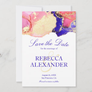 Pink Gold Purple Agate Wedding Save The Date