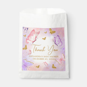 Pink Gold Purple Butterfly Baby Shower Favour Bags
