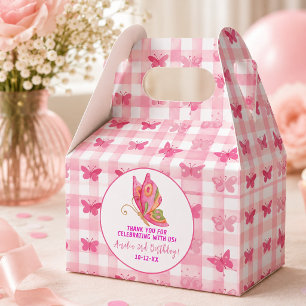 Pink gold purple elegant butterfly girl birthday favour box