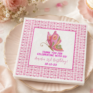 Pink gold purple elegant butterfly girl birthday napkin
