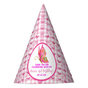 Pink gold purple elegant butterfly girl birthday party hat