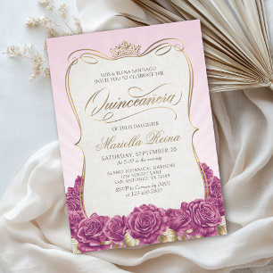Pink Gold Quinceañera Invitation